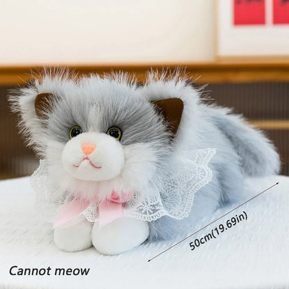 Kawaii Simulation Ragdoll Cat Plush Doll - Soft Lifelike Voiced Kitten Toy and Gift in 11 Colors, 40cm Blue-with Bib