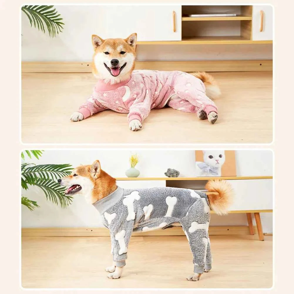 Winter Pet Dog Jumpsuit Clothes Warm Fleece Puppy Dog Pajamas Pet Overalls Costumes For Small Medium Large Dogs French Bulldog
