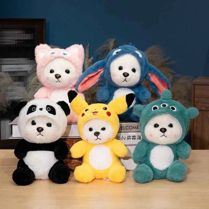 25cm Lovely Stuffed White Bear Plush Toy Turn Into Pikachu Stitch Cute Japanese Style Plushies Sleeping Doll Soft Fluffy Gifts