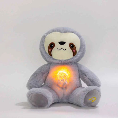 Kawaii Soothing Sloth Plush Doll Breathing Bear Toy Kids Soothing Music Baby Sleeping Companion Sound and Light Doll Toy