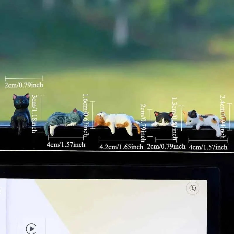5-Pack Cute Healing Cat Monitor Decoration - Kawaii Screen