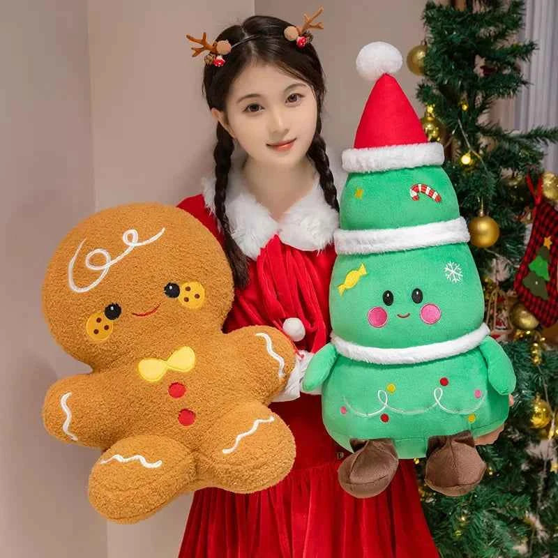 Cute Christmas Plush Toys (Up to 19.7 in) - Stuffed Santa, Snowman & Gingerbread Man Doll