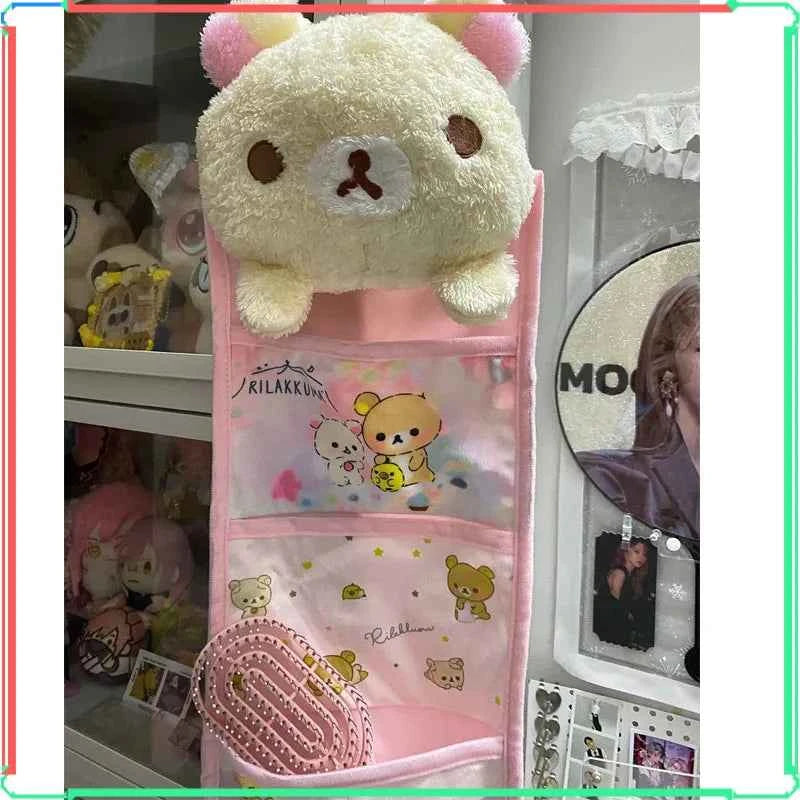 Kawaii Rilakkuma Wall Hanging Storage Bag Cartoon Bear Door
