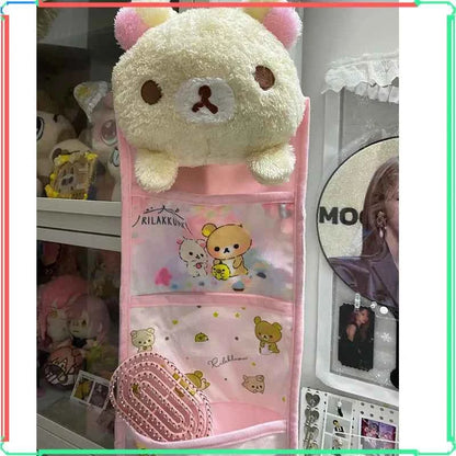 Kawaii Rilakkuma Wall Hanging Storage Bag Cartoon Bear Door