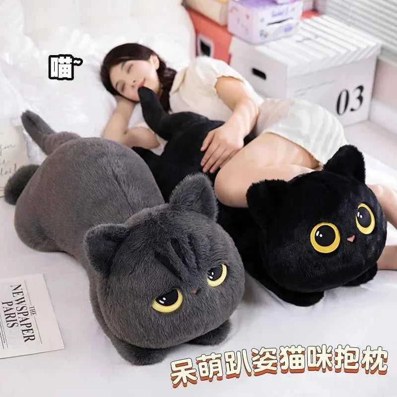 50cm kawaii Black Cat Plush Toy Doll Cute Big Cuddly Pillow Cushion Ins Black Cat Plush Toy Doll For Boy Girl Brithday Gifts