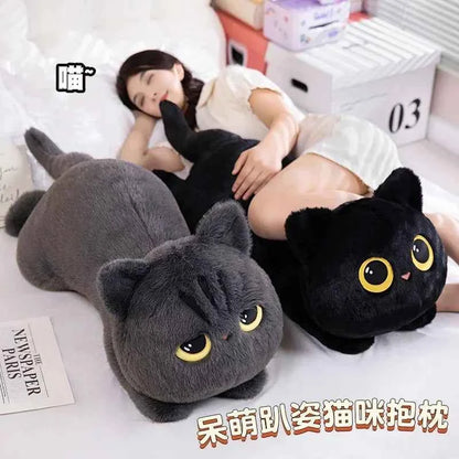 50cm kawaii Black Cat Plush Toy Doll Cute Big Cuddly Pillow Cushion Ins Black Cat Plush Toy Doll For Boy Girl Brithday Gifts
