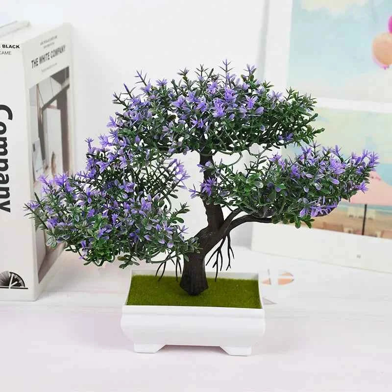 Artificial Plants Bonsai Small Tree Pot Fake Plant Flowers Purple
