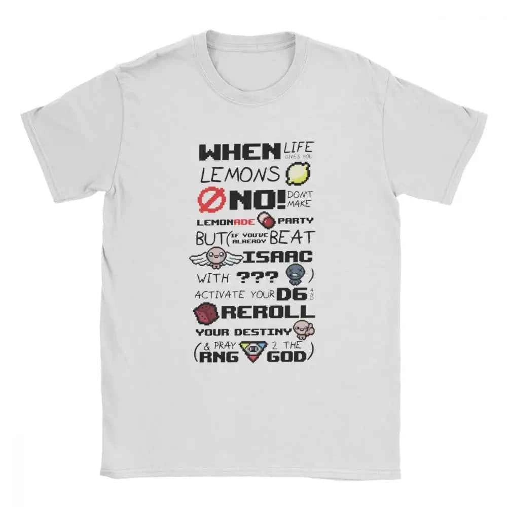 Funny The Binding Of Isaac T Shirts for  Men T Shirts When Life Gives You Lemons  Tee Shirts