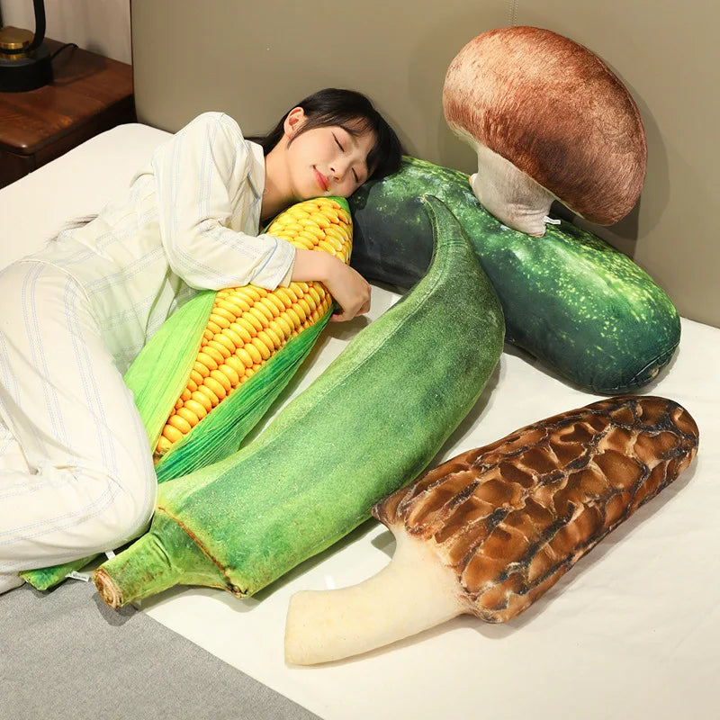 Kawaii Simulation Vegetable Plush Pillow - Funny Stuffed Corn Cucumber Okra Mushroom Sleep Cushion and Gift, 70cm