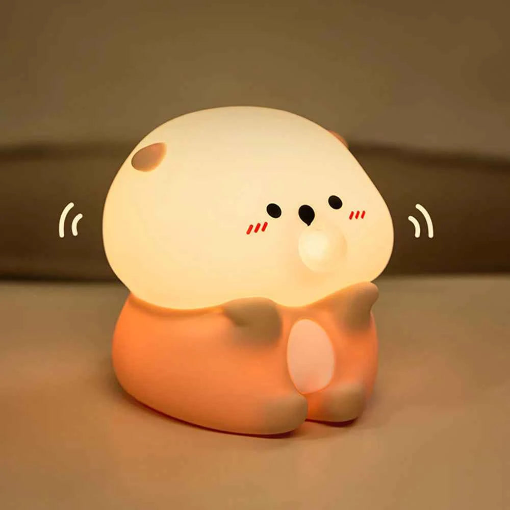Kawaii Animal Silicone Night Light - Rechargable Fox/Duck/Frog Touch Sensor Lamp