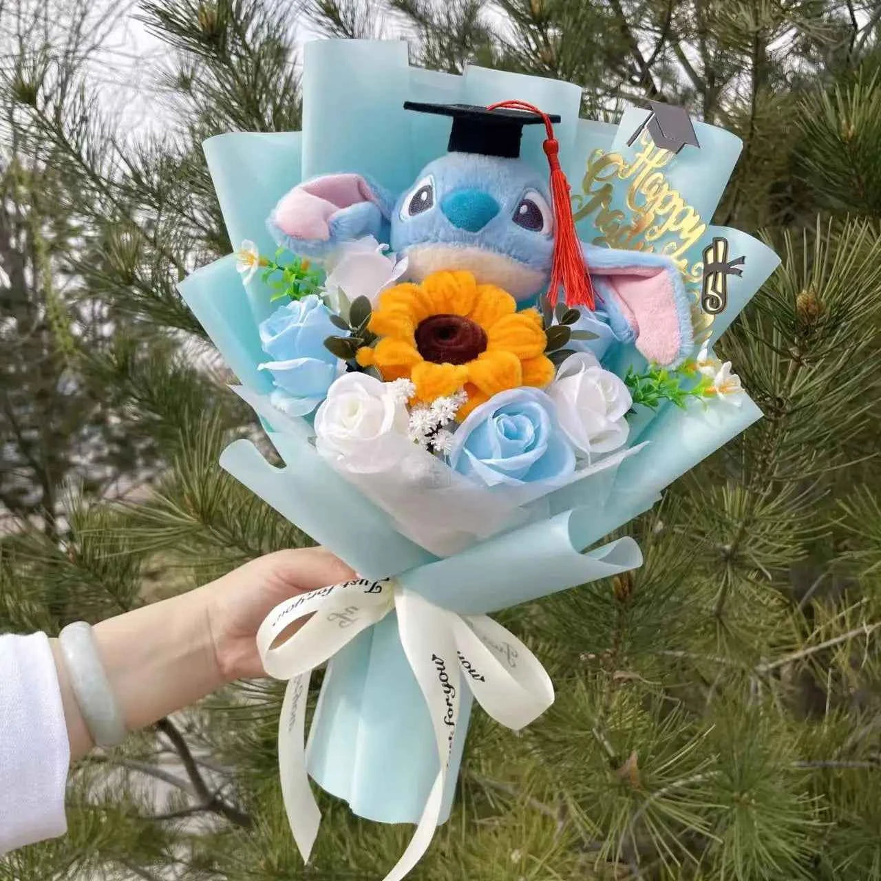 Super Soft Anime Stitch Plush Bouquet (11.0-13.8 in) - Stuffed Doll Gift