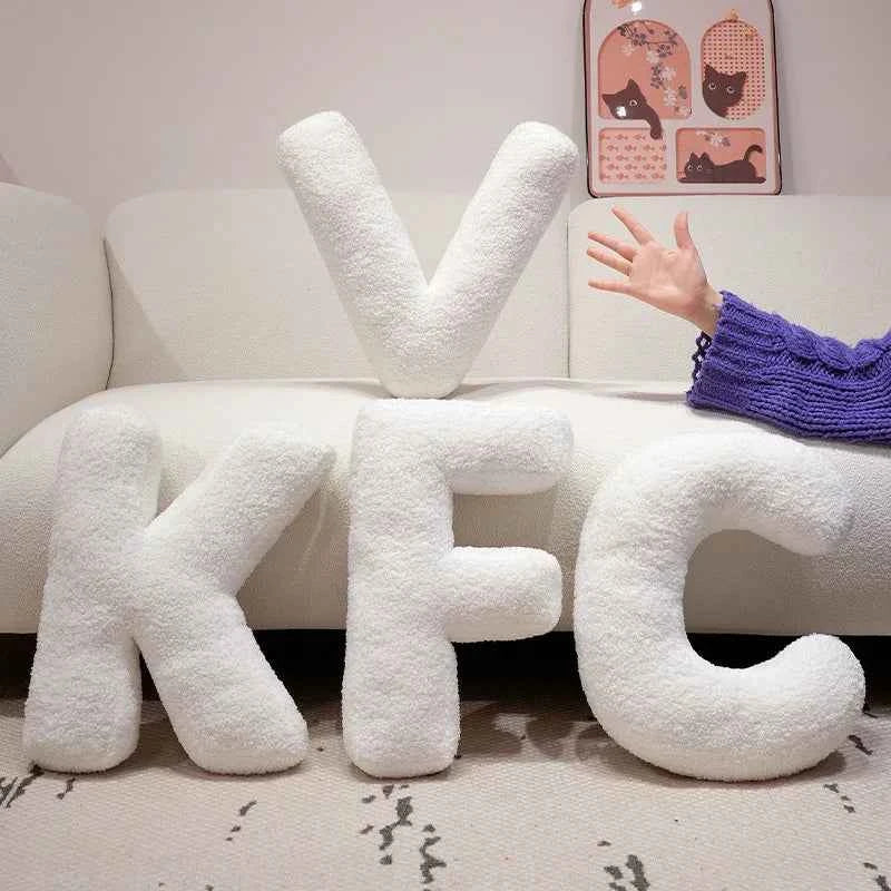 Kawaii English Letter Plush Pillow – Soft Stuffed Alphabet Sofa Cushion & Kids Learning Toy (A–Z + Heart)