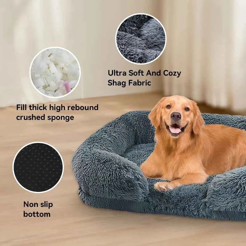Thickened orthopedic dog bed for large dogs - egg sponge, easy to remove and wash plush cover, durable pet furniture,