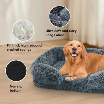 Thickened orthopedic dog bed for large dogs - egg sponge, easy to remove and wash plush cover, durable pet furniture,
