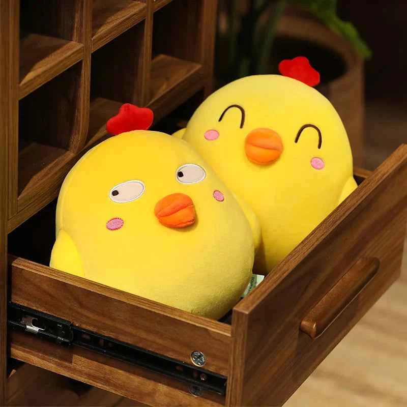 Kawaii Expressive Chicken Plush Pillow - Soft Funny Face Stuffed Animal Hug Cushion and Gift, 2 Styles and 2 Sizes