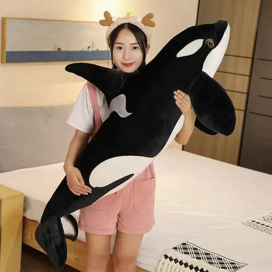 Realistic Orca Whale Plush Toy – Lifelike Killer Whale Stuffed Animal Pillow