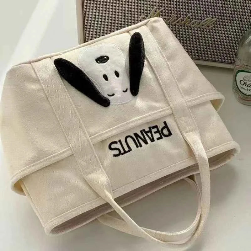 Snoopy Canvas Shoulder Bag – Large Capacity Multi-Pocket Handbag