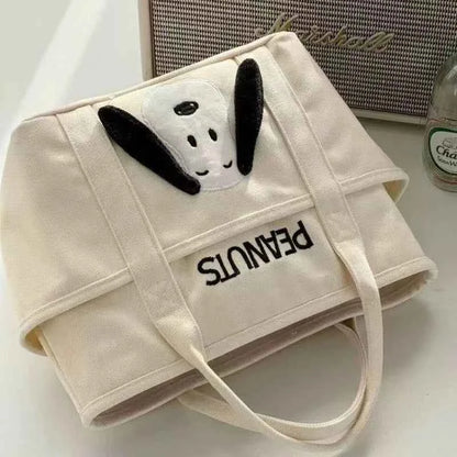 Snoopy Canvas Shoulder Bag – Large Capacity Multi-Pocket Handbag