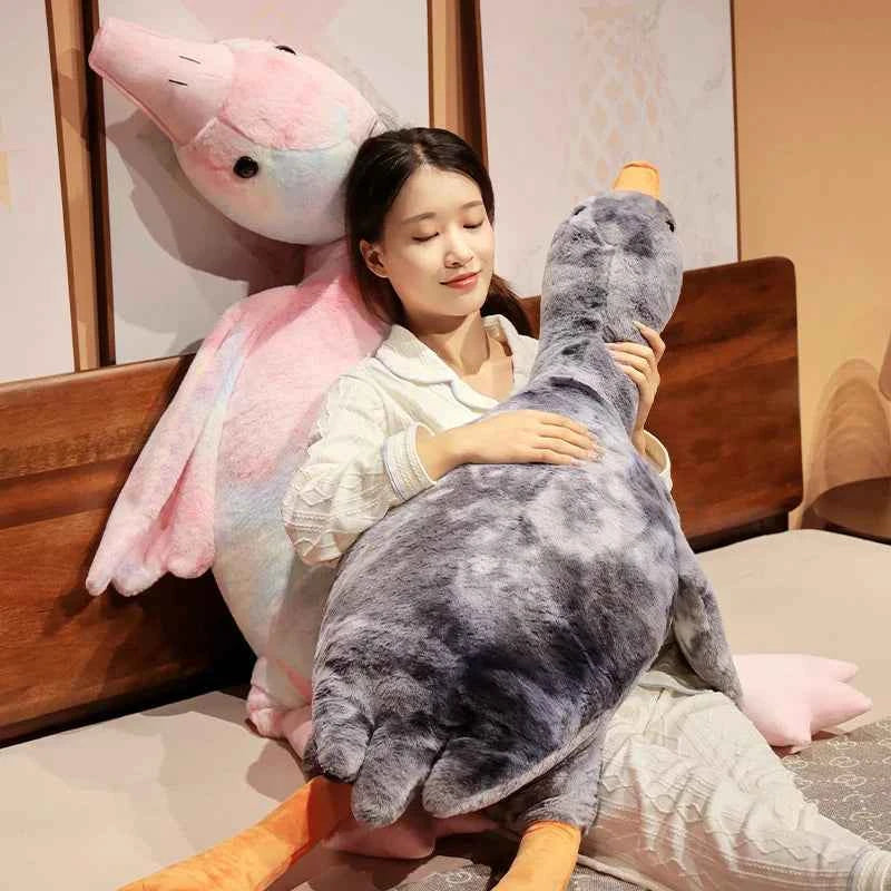 Giant Colorful Goose Plush Pillow – 130cm Long Stuffed Hug Cushion