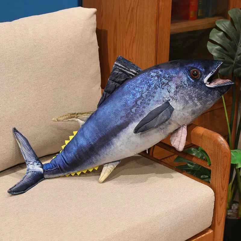 Realistic Tuna Fish Plush Pillow – Soft Stuffed Tuna Body Cushion