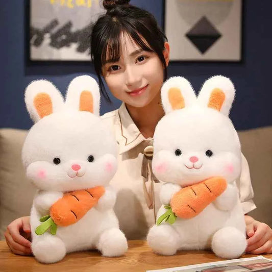 Kawaii Carrot Bunny Plush Toy – Cute Rabbit Stuffed Animal Pillow