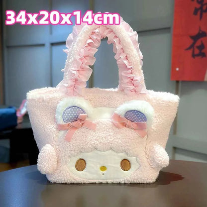 Lovely My Melody Handbag Japanese Style Cosmetic Bag Kawaii Anime Piano Plush Lolita Bag Large Capacity Birthday Gifts