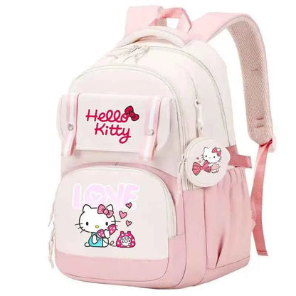 Hello Kitty Large Capacity Backpack Cartoon Daypack Travel Commute Knapsack School bag for Kids Girls Mochila With Coin Purse