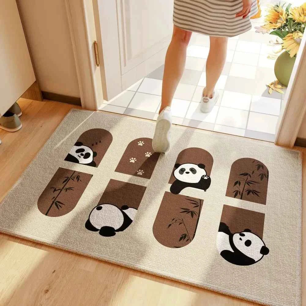 Entry Door Mat Cartoon Black Cat Square Floor Mat Entrance 3