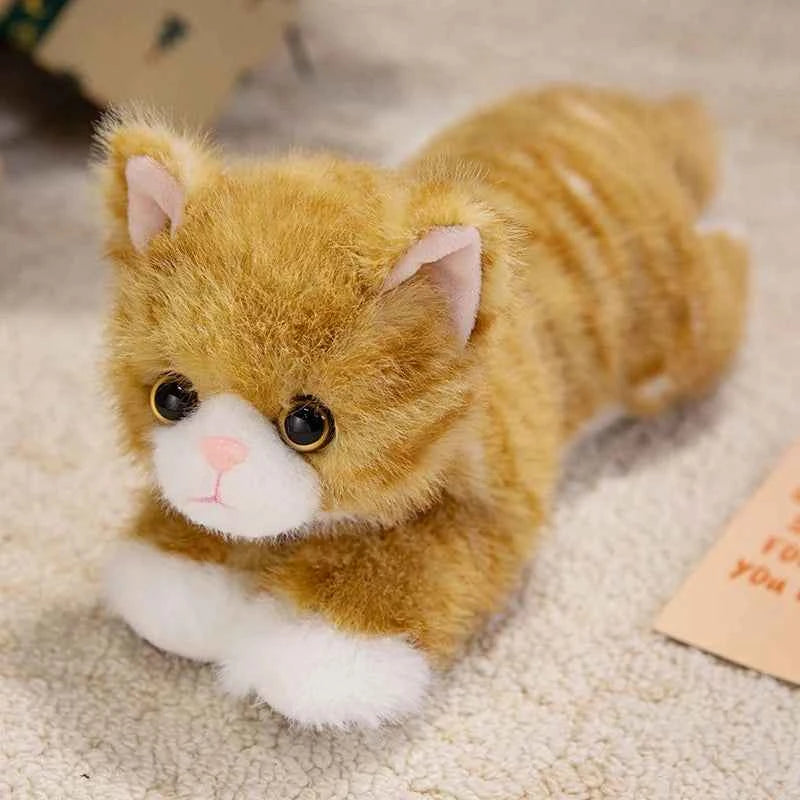 6 Colors Cute Simulation Cat Plush Toys Soft Stuffed Kitten Model Fake Cat Realist Animals Kids Girls Valentine's Day Gift