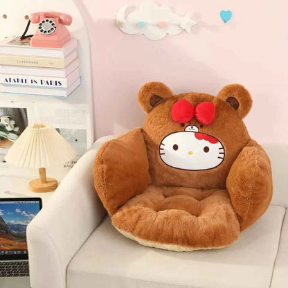 Comfortable Hello Kitty Seat Cushion - Plush Office Chair Pad with Back Support (17.7 in)