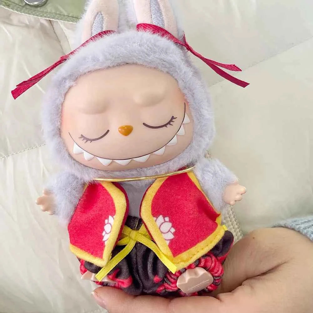 For Labubu 17cm Dolls Clothes Plush Cartoon Set No Doll Doll Outfit Kawaii Dolls Dress Up Skirt Suit DIY Gift for Girls Kids