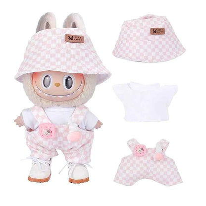 6.69inch Labubu Doll Clothes Set with 3 Stylish, Fisherman Hat Sweater Pants or Skirt for Bulabu Dolls（No doll）