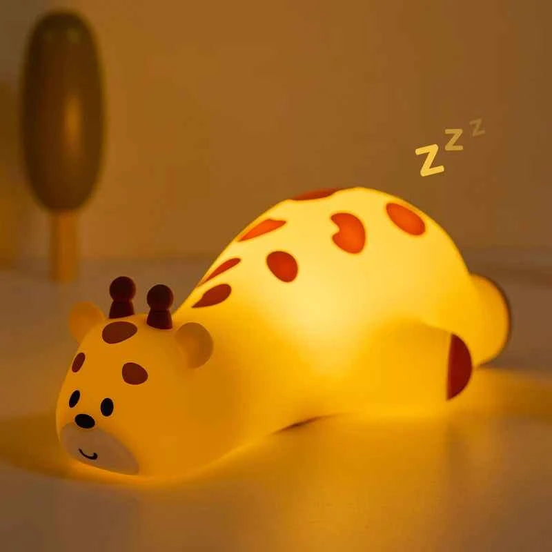 Kawaii Animal Silicone Night Light - Rechargable Fox/Duck/Frog Touch Sensor Lamp