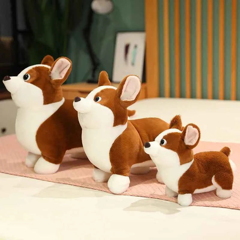 Kawaii Corgi Plush Doll - Soft Stuffed Puppy Toy Room Decor and Gift, 3 Sizes