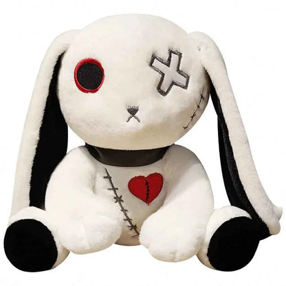 23cm Spooky Gothic Bunny Plush Toy Creepy Rabbit Plushie Stuffed Animal Toys Cute Horror Doll for Birthday Gift Halloween Decor