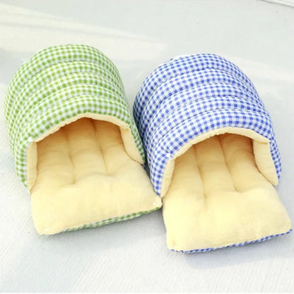 Kawaii Thermal Plush Pet Cave Bed – Cozy Enclosed Sleeping Bag House for Cats & Small Dogs (10 Colors)