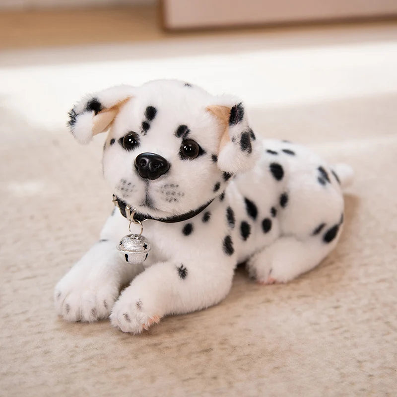 Realistic Dalmatian Plush Toy – Cute Spotted Dog Stuffed Animal Puppy Doll White E