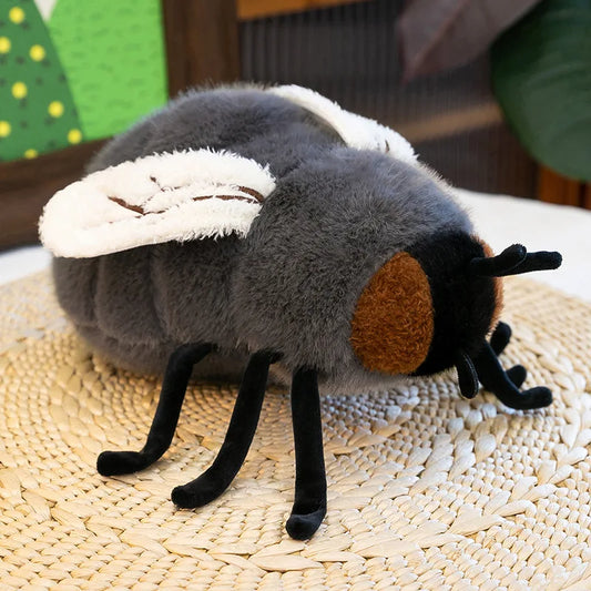 Funny Fly Plush Toy – Cute Cartoon Insect Stuffed Plush Gray 9.1" (23cm)