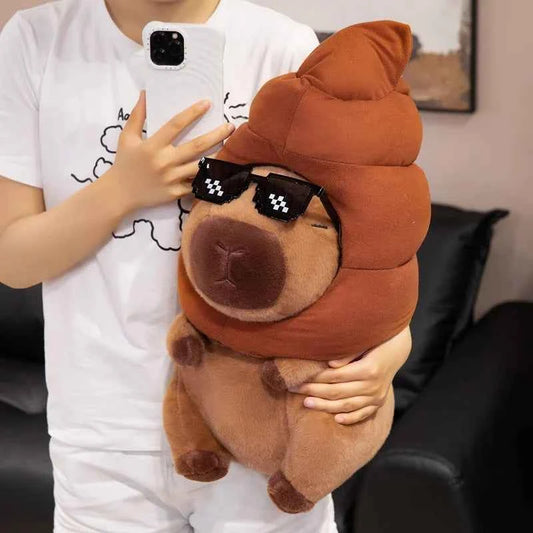 Capybara Plush Toy with Funny Hat – Cute Stuffed Animal With glasses