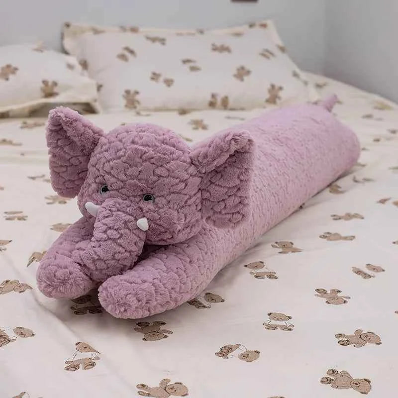 Kawaii Long Gaint Curly Animal Bunny Plush Pillow Doll Bear Purple elephant