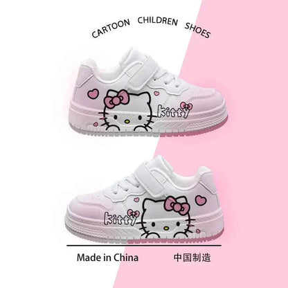 2025 New Hello Kitty Girls Low Top White Sneakers Cute Cartoon Casual Shoes Fashion Canvas Shoes For School Kids Wholesale