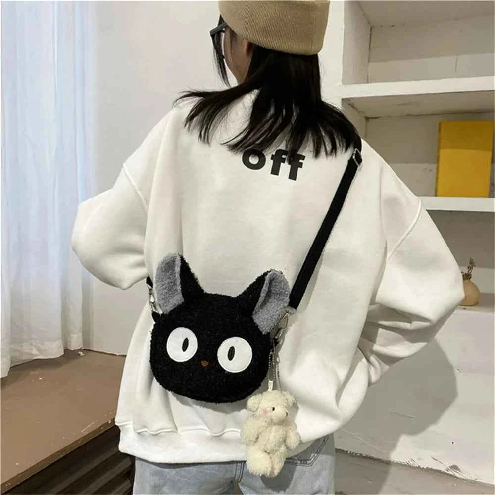Kawaii Cute Cat Plush Shoulder Bag (6.7 in) - Japanese Cartoon Crossbody Phone Purse