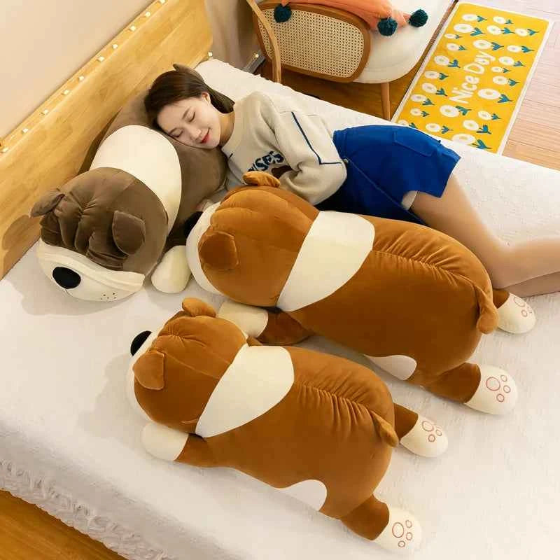 Kawaii Shar Pei Dog Plush Pillow - Super Soft Stuffed Sleep Pillow and Cuddle Toy Gift, 2 Colors and 3 Sizes
