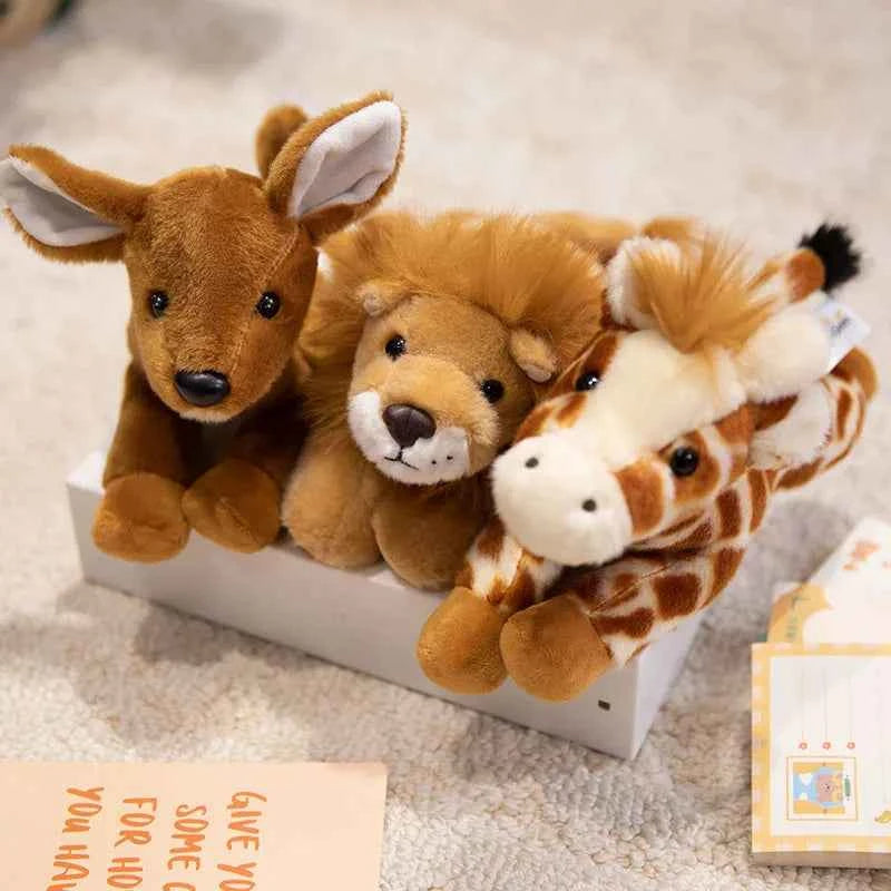 12 Types Plush Animal Toys Realistic Stuffed Tige Lion Giraffe Elephant Panda Soft Simulation Plushie Birthday Gift for Kids