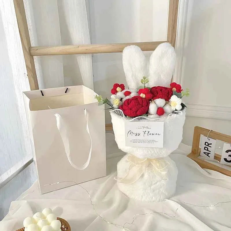 Cute Knitted Rabbit Plush Bouquet - Graduation/Valentine's Day/Birthday Gift