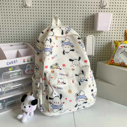 Sanrio Pochacco Printed Backpack Cartoon Zipper Shoulders Bag Large Capacity Student Schoolbag Waterproof Cute Y2k Girl Gifts