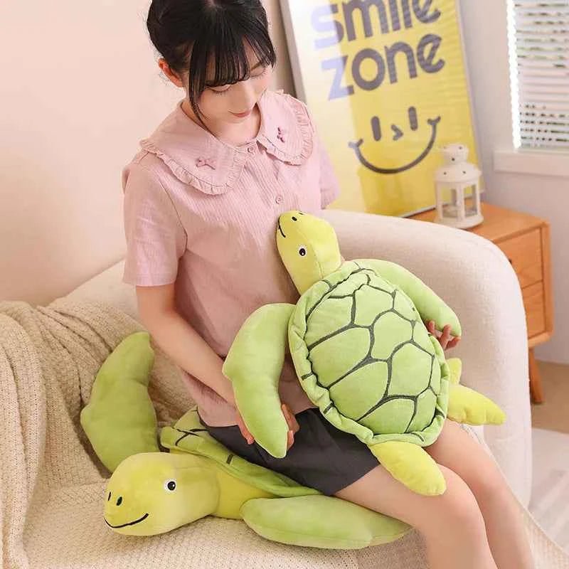 Kawaii Sea Turtle Plush Pillow – Soft Stuffed Tortoise Cushion (30–80cm)