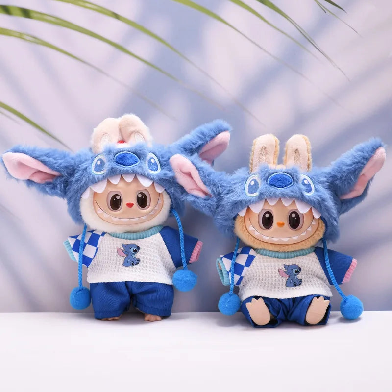 Labubu Doll Clothes (6.7 in) - Cute Stitch Cartoon Plush Set Accessory Gift