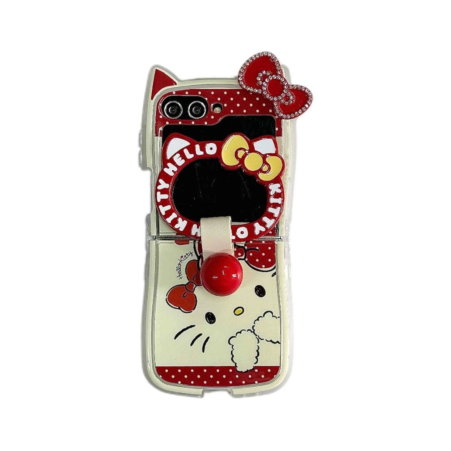 Sanrio Hello Kitty Diamond Studded Z Flip Case - Bow Design with Lanyard (Z Flip3 to Z Flip7)