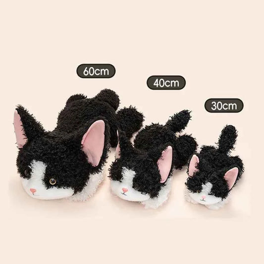Kawaii Devon Rex Cat Plush Doll - Soft Realistic Lying Curly Kitten Stuffed Pillow and Gift, 3 Sizes